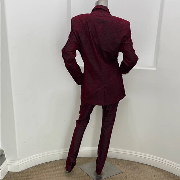 Ann Demeulemeester Burgundy Blazer and Pants Set - Picture 2 of 12